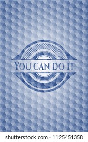 You can do it blue emblem with geometric background.