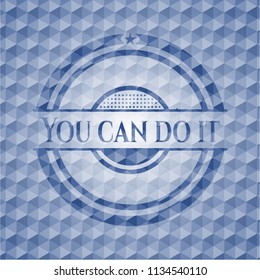 You can do it blue emblem or badge with geometric pattern background.