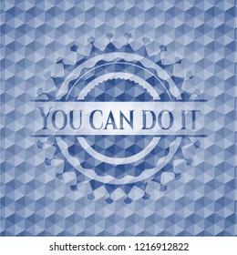 You can do it blue emblem or badge with abstract geometric polygonal pattern background.