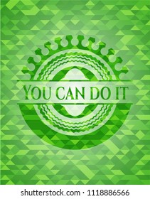 You can do it green emblem with triangle mosaic background