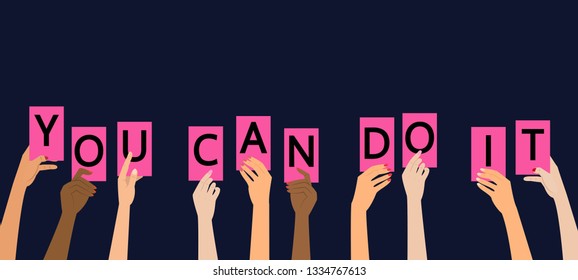 'You can do it' concept on dark background. Vector illustration.