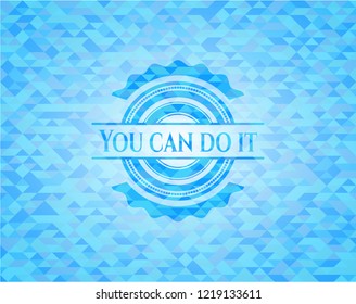 You can do it light blue emblem with mosaic background