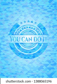 You can do it light blue emblem with mosaic background