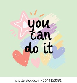 You Can Do It Motivational Quote with Pastel Illustrations Mug
