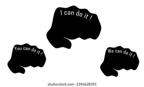 You can do it symbol, fist with inscription, set of illustrations, i can do it symbol, we can do it symbol