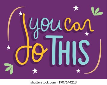 You Can Do This With Stars Design Of Covid 19 Virus Lettering Message Theme Vector Illustration