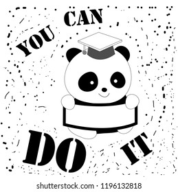 YOU CAN DO IT typing, t shirt design with cute panda bear vector design