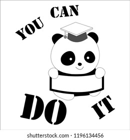 YOU CAN DO IT typing, t shirt design with cute panda bear vector design