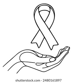 You can edit the color. Ribbon in hands, symbolizing measures to prevent disease.