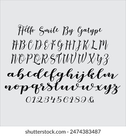 
¡Ya puedes obtener el último modelo de fuente simple manuscrito original de Hello Smile! Con un modelo de caligrafía manual actualizado con glifos especiales a los que se les ha dado una combinación de fantasía .
