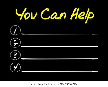 You Can Help blank list, business concept