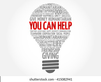 You can help bulb word cloud collage concept