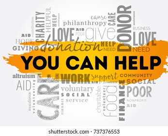 You can help word cloud collage, business concept background