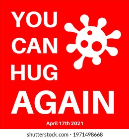 You Can Hug Again - Post Covid-19 lockdown message vector illustration