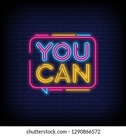 Se puede elegir un vector de texto con fondo de pared de ladrillo. Diseño de neón plantilla de diseño de tendencia moderna noche de neón señalización noche de anuncios luminoso banner de luz de arte. Vector