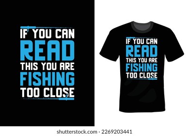 Diseño de camisetas de pesca, vintage, tipografía