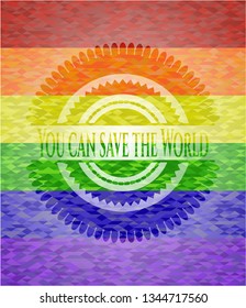 You can save the World emblem on mosaic background with the colors of the LGBT flag