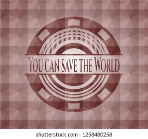 You can save the World red polygonal badge. Seamless.