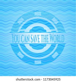 You can save the World sky blue water wave badge background.