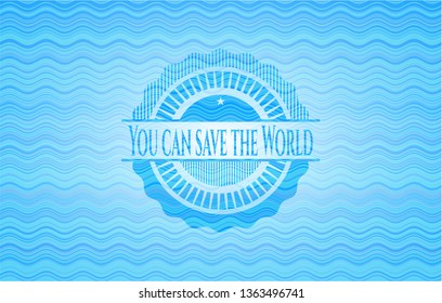 You can save the World sky blue water wave style emblem.