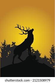 You can you A silhouette of a barren ground caribou bull in the sunset to design banner, background, poster, ui, ui,...etc.