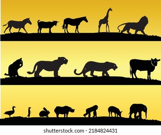 you can use Animals silhouettes isolate on gold background to design banners, posters, backgrounds, ...etc.