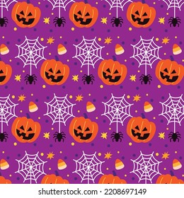 you can use Bright seamless pattern with pumpkins and spiders on purple background to design banners, posters, backgrounds, print POD...etc.