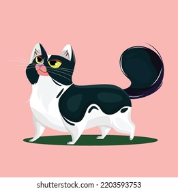 you can use Cartoon cat looking up on a pink background to design banners, posters, backgrounds, print POD...etc.