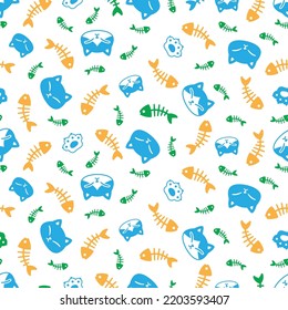 you can use cat seamless pattern fish bone paw kitten footprint calico vector to design banners, posters, backgrounds, print POD...etc.