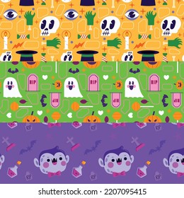 you can use collection of three halloween design vector seamless pattern to design banners, posters, backgrounds, print POD...etc.