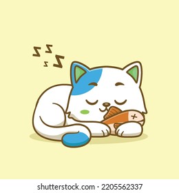 puedes usar Cute cat durmiendo con dibujos animados de peces para diseñar pancartas, afiches, fondos, imprimir POD...etc.