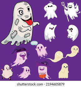 se pueden utilizar fantasmas de corte con diferentes expresiones faciales para diseñar banners, afiches, fondos, ...etc.