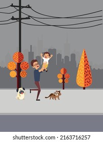 you can use dad lifting up boy in the air to design banners, posters, backgrounds,..etc.