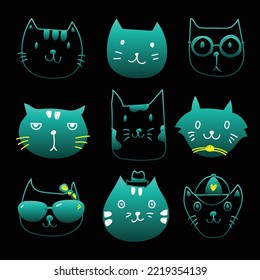 you can use Draw set of cat face silhouette funny emotion to design banners, posters, backgrounds, print POD...etc.