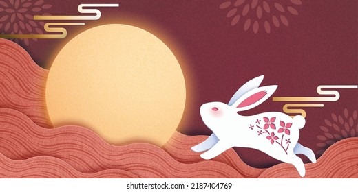 you can use elegant mid autumn festival attractive moon jade rabbits red background to design banners, posters, backgrounds, ...etc.