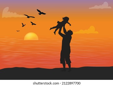 You can use father daughter silhouette to design banner, background, poster,...etc.