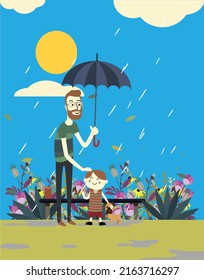 you can use Father with His Son in the Rain to design banners, posters, backgrounds,..etc.