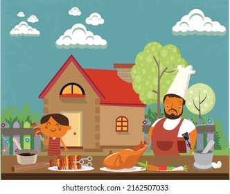 you can use Father And Son Preparing Meal Together
 to design banners, posters, backgrounds,..etc.