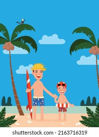 you can use Father with son at the beach to design banners, posters, backgrounds,..etc.