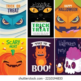 you can use flat design halloween card collection to design banners, posters, backgrounds, print POD...etc.