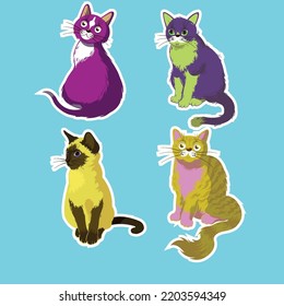 you can use Four cats family Sticker to design banners, posters, backgrounds, print POD...etc.
