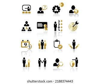 you can use Gold business and management icons to design banners, posters, backgrounds, ...etc.