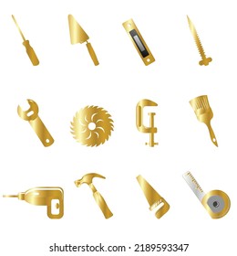puede utilizar iconos de construcción Gold para aislar sobre fondo blanco para diseñar banners, carteles, fondos, ...etc.