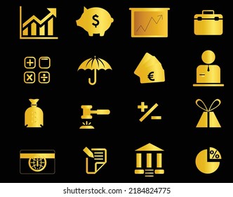 you can use gold financial icons vector illustration to design banners, posters, backgrounds, ...etc.