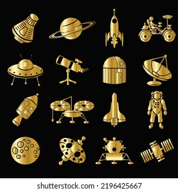 You Can Use Gold Space Exploration Icons To Design Banners, Posters, Backgrounds, ...etc.