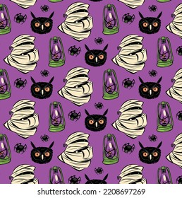 you can use Halloween with owl seamless pattern to design banners, posters, backgrounds, print POD...etc.