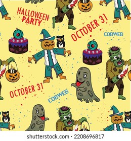 you can use halloween pattern ghost zombie evil characters decor to design banners, posters, backgrounds, print POD...etc.