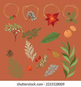 se pueden usar plantas de dibujo manuales, ramas, hierbas con marco dorado para diseñar pancartas, carteles, fondos, imprimir POD...etc.