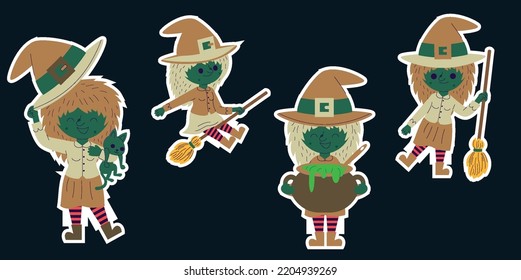 you can use hand drawn flat halloween witches collection to design banners, posters, backgrounds, print POD...etc.
