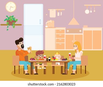 you can use Happy Cartoon Family Have Dinner at Home Together to design banners, posters, backgrounds,..etc.